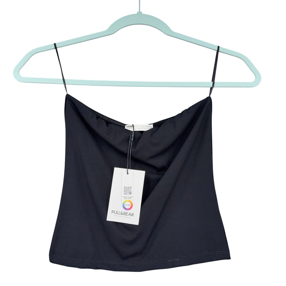 Pull & Bear Sleeveless Bandeau Womens Small Polyamide Black Top